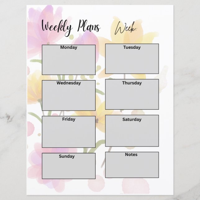 WEEKLY PLANNER TEMPLATE (Front)