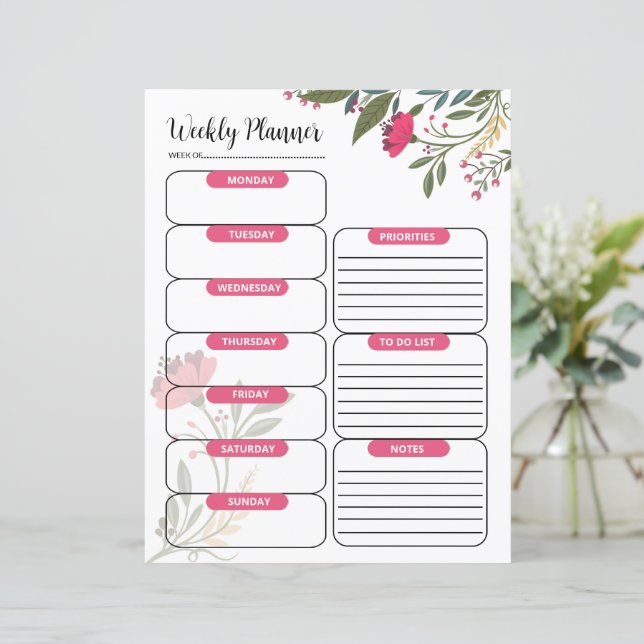 Weekly Planner Template  (Standing Front)
