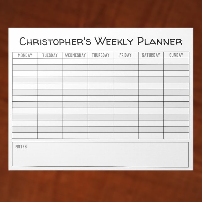 Weekly Planner to Personalise with Name Choice. Notepad (Creator Uploaded)