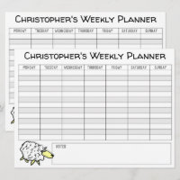 Weekly Planner to Personalise with Name on a Card