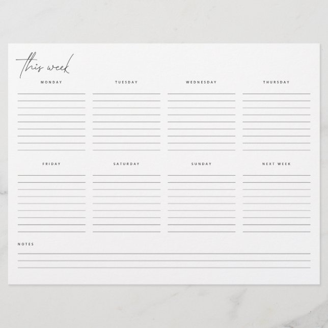 Weekly Planner Undated Calendar (Front)