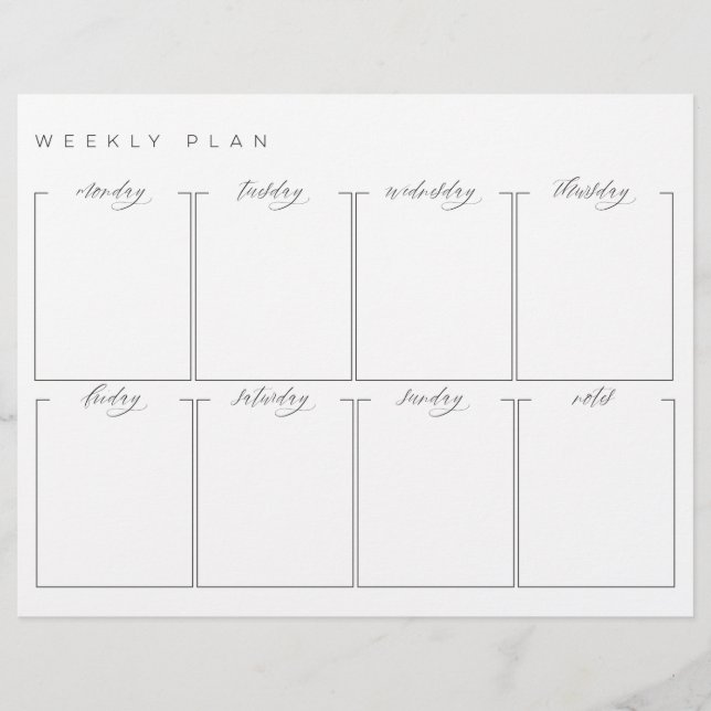 Weekly Planner Undated Double Sided Calendar (Front)