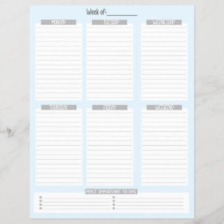 Weekly Planner | Undated To-Do List (Blue) Flyer
