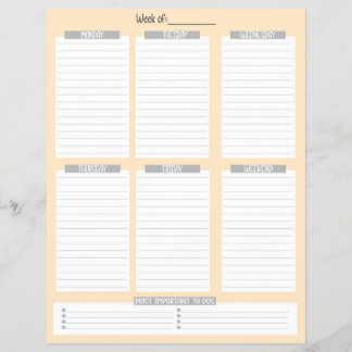 Weekly Planner | Undated To-Do List (Orange) Flyer