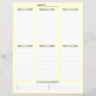 Weekly Planner | Undated To-Do List (Yellow) Flyer