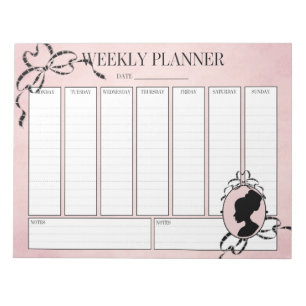 Weekly Planner Victorian Style 60s Cameo Notepad