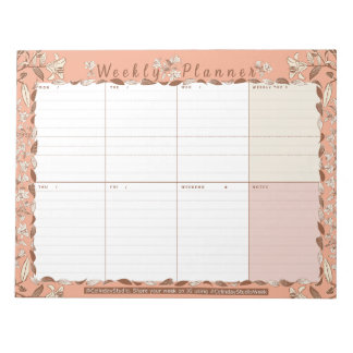 Weekly Planner Week At A Glance Floral Notepad