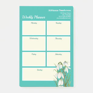 Weekly Planner White Snow Drops Watercolor Post-it Notes