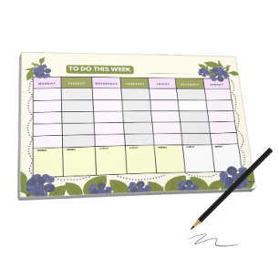 Weekly planner with blueberries  notepad