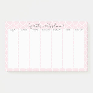 Weekly Planner with blush pink pattern name Post-it Notes