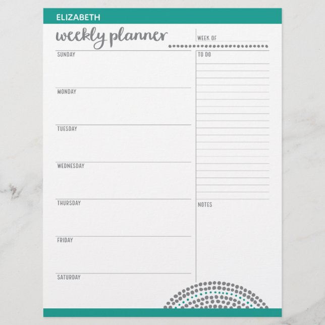 Weekly Planner with Custom Name and Colour Flyer (Front)