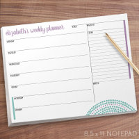 Weekly Planner with Custom Name and Colour Notepad