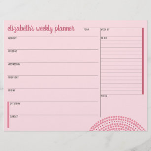 Weekly Planner with Custom Name Pink Purple Flyer