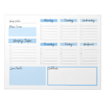 Weekly Planner With Gratitude Blue Notepad