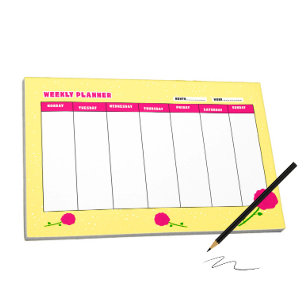 Weekly planner with roses notepad