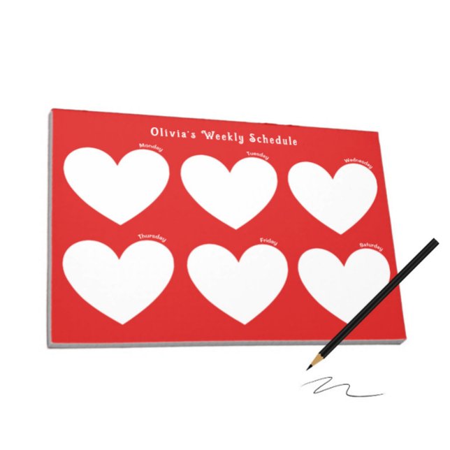 Weekly planner with white hearts notepad (Creator Uploaded)