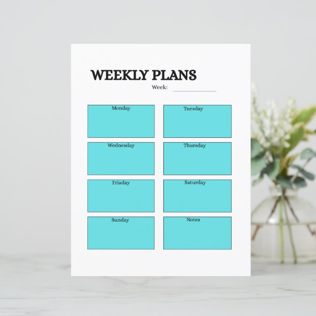 WEEKLY PLANS sheet (Standing Front)