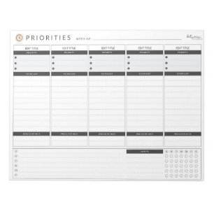 Weekly Priorities Planner Notepad