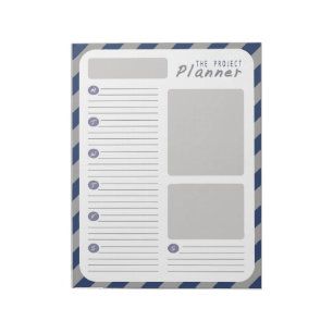Weekly Project planner - Blue and Grey Notepad