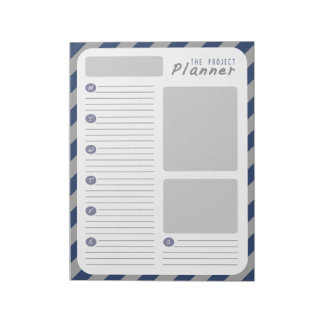 Weekly Project planner - Blue and Grey Notepad