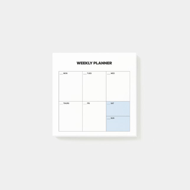 Weekly Study Planner Post-it Notes (Front)