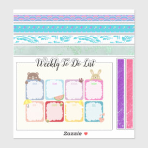 Weekly To Do List And Washi Sticker Set Sheet.