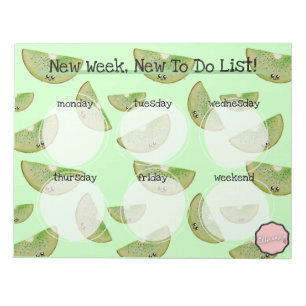 Weekly To Do List, Kawaii Kiwi Slice Notepad