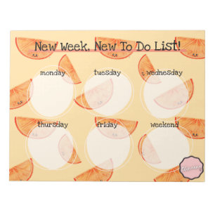Weekly To Do List, Kawaii Orange Slice Notepad