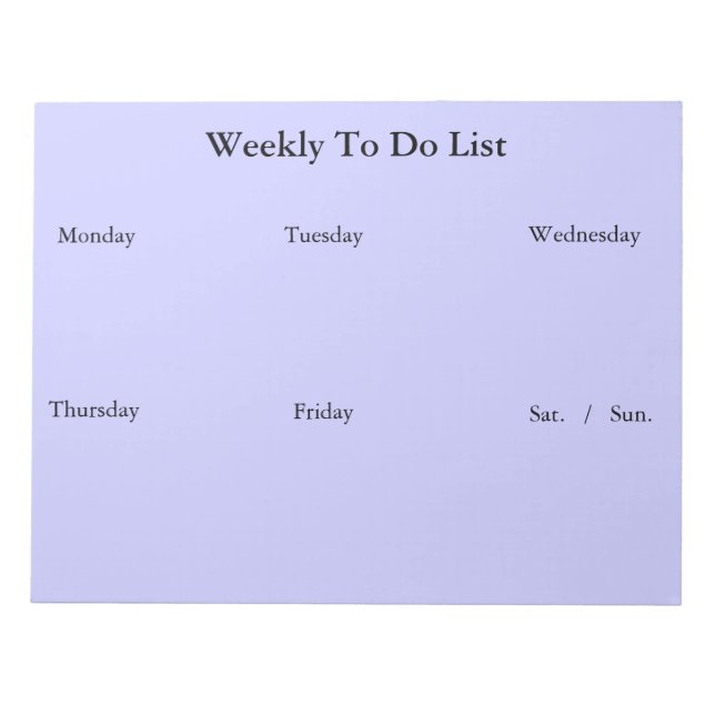 Weekly To Do List Notepad (Front)