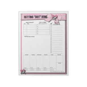 Weekly To do List - Pink Ribbons and skulls Notepad