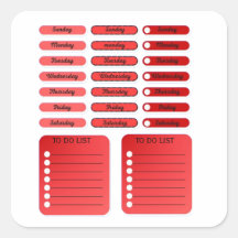 Weekly To Do List Template – Red Days of the Week