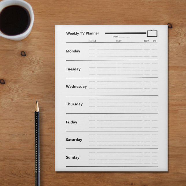 Weekly TV Planner Notepad (Weekly TV Planner Notepad)