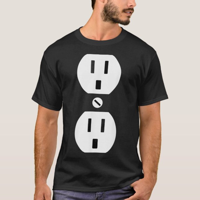 ween 2\Couple Plug Socket Matching Costume Funny T-Shirt (Front)