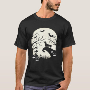 Weenie Dog And Moon Dachshund Halloween Pumpkin T-Shirt