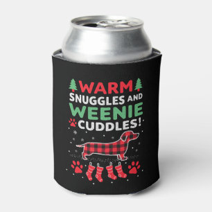 Weenie Dog Christmas Pajama Shirt Cute Weiner Ugly Can Cooler