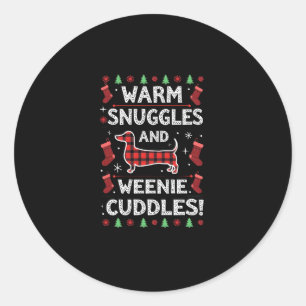 Weenie Dog Christmas Pajama Shirt Cute Weiner Ugly Classic Round Sticker
