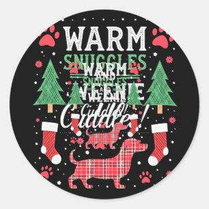 Weenie Dog Christmas Pajama Shirt Cute Weiner Ugly Classic Round Sticker