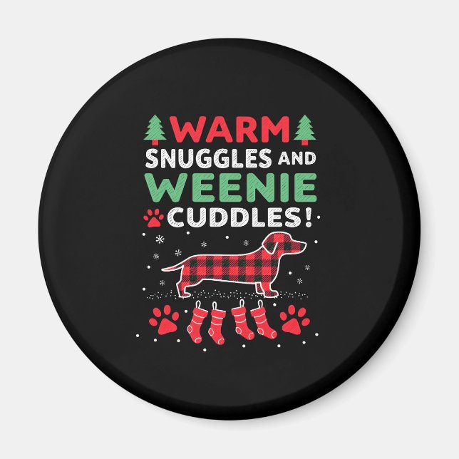 Weenie Dog Christmas Pajama Shirt Cute Weiner Ugly Magnet (Front)