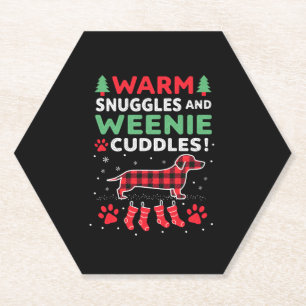Weenie Dog Christmas Pajama Shirt Cute Weiner Ugly Paper Coaster