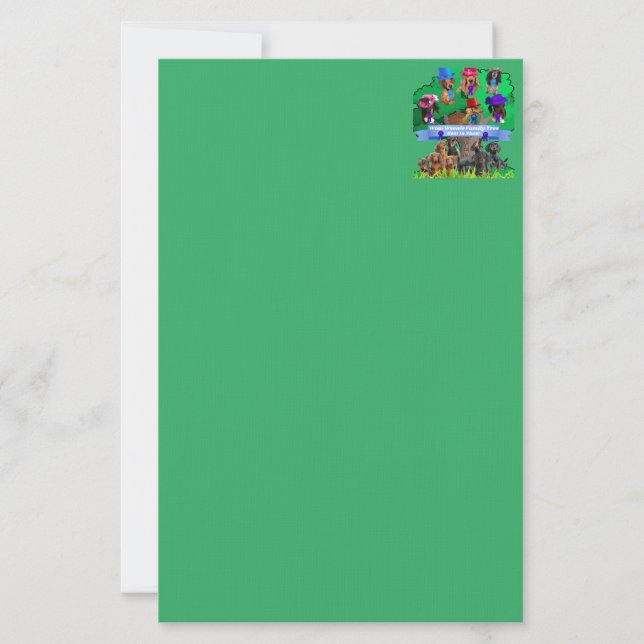 Weenie Dog Family Tree Best In Show Stationery (Front)