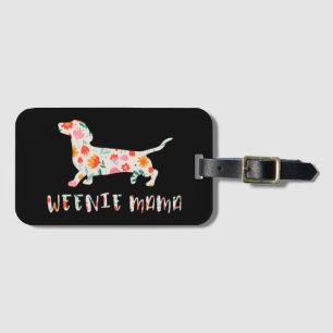 Weenie Mama Dachshund floral Luggage Tag