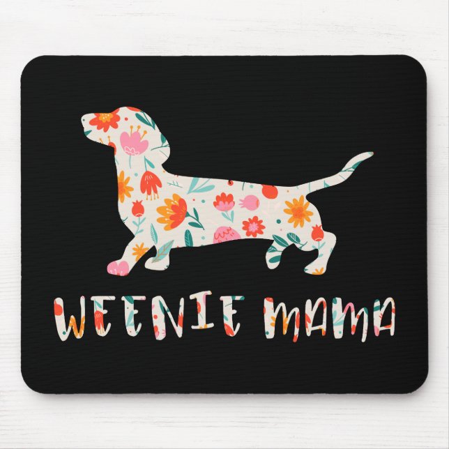 Weenie Mama Dachshund floral Mouse Mat (Front)
