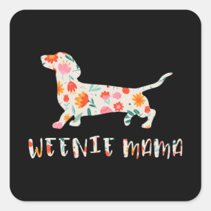 Weenie Mama Dachshund floral Square Sticker