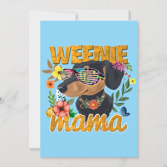 WEENIE MAMA Dachshund Party Invitations  (Front)