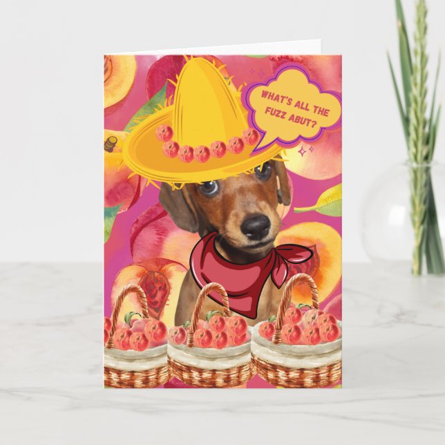 Weenie Peach Farmer Greeting Card (Front)