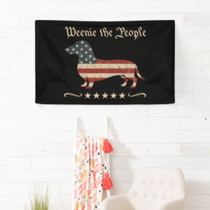 Weenie The People Dachshund 4th Of July Banner