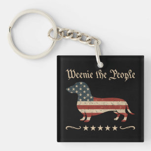 Weenie The People Dachshund 4th Of July Key Ring
