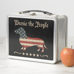 Weenie The People Dachshund 4th Of July Metal Lunch Box