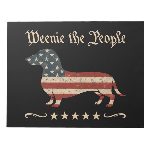 Weenie The People Dachshund 4th Of July Notepad (Front)