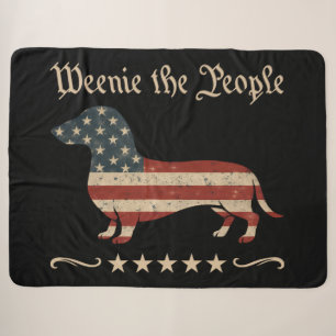 Weenie The People Dachshund 4th Of July Sherpa Blanket